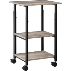 HOOBRO printeri laud, printerikäru lukustatavate ratastega, 3 tasandiga veeretatav printeri statiiv, reguleeritav kõrgus, lihtne kokku panna, 48,5 x 40 x 67 cm, kontorisse, Greige-Must EBG03PS01G1