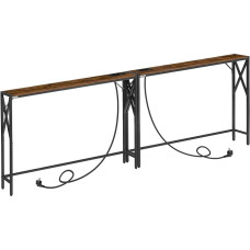 MAHANCRIS Console Table with Charging Station, Entrance Table, Narrow Console Table, Hallway Table, Exhibition Table, Side Table for Living Room, Hallway, Vintage Brown and Black, ACTHR151UE01S2V