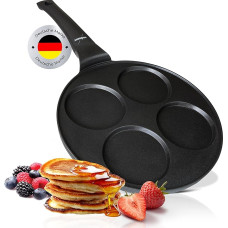 endusor Pancake Fried Egg Pan Diameter 26 cm with [PowerShield] Coating Induction Ceran Gas Electric 4x Mould Maker Egg Pan for Pancakes Fried Egg Liwanz Poffertjes Blinis