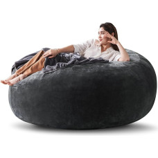 Large Bean Bag Fatboy Beanbag Chair with Memory Foam & Cotton Cord - Boneless Couch for Gaming, Reading and as a Floor Seat for Adults in the Living Room Bedroom (Dark Grey, 150 x 150 x 60 cm)