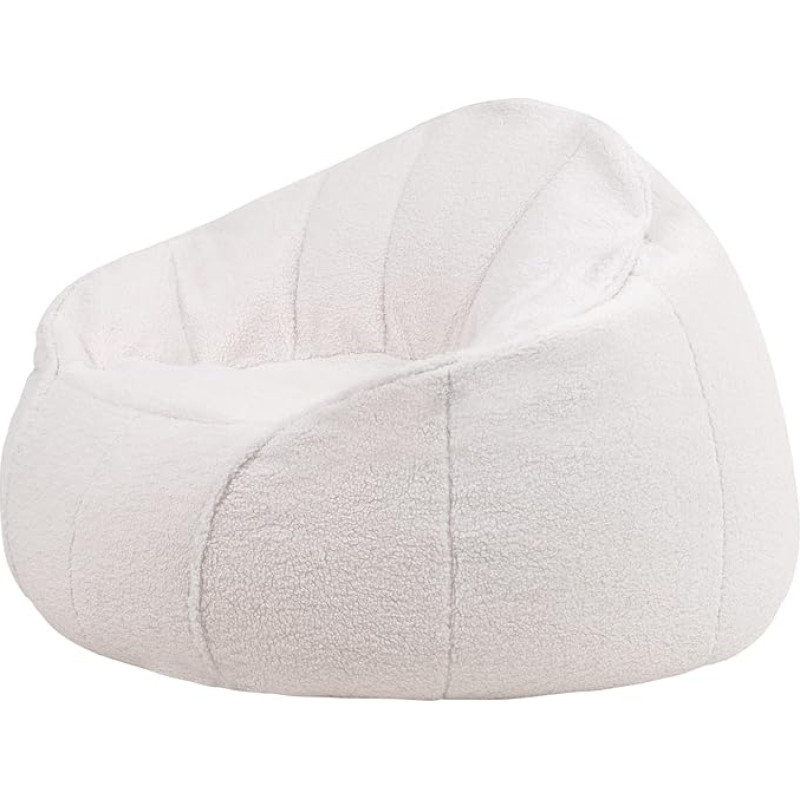 icon Riviera Bean Bag, Cream, Adult Bean Bag with Filling, Bean Bag, Borg Sherpa Chair, Lounge Chair, Bedroom, Living Room, Living Room Furniture