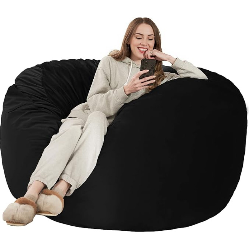 Kasunpul Bean Bag Chair Bean Bag Chairs for Adults Giant Bean Bags with Velvet Cover Bean Bag Black 90 x 90 x 49 cm