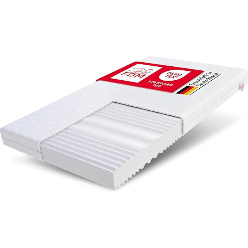 FDM Mattress 160 x 200 cm Hardness H3 H4 Height 12 cm Cold Foam Mattress Double-Sided Rolled Mattress HR Foam 7 Comfort Zones with Hypoallergenic Washable Premium Cover Oeko-Tex Comfort Duo