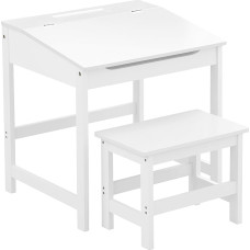 Premier Housewares White Childrens Study Reading Table Desk And Stool Chair Set