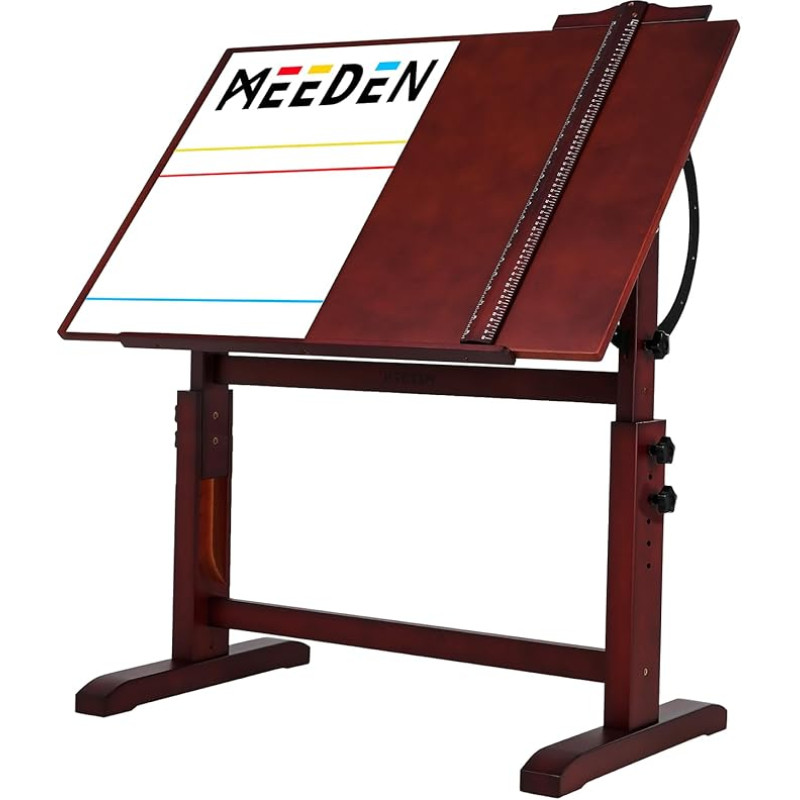 MEEDEN Wooden Drawing Table, Art Drawing Table, 90 x 60 cm Painting Table, Craft Table with Adjustable Height, Studio Table for Artwork, Writing, Reading