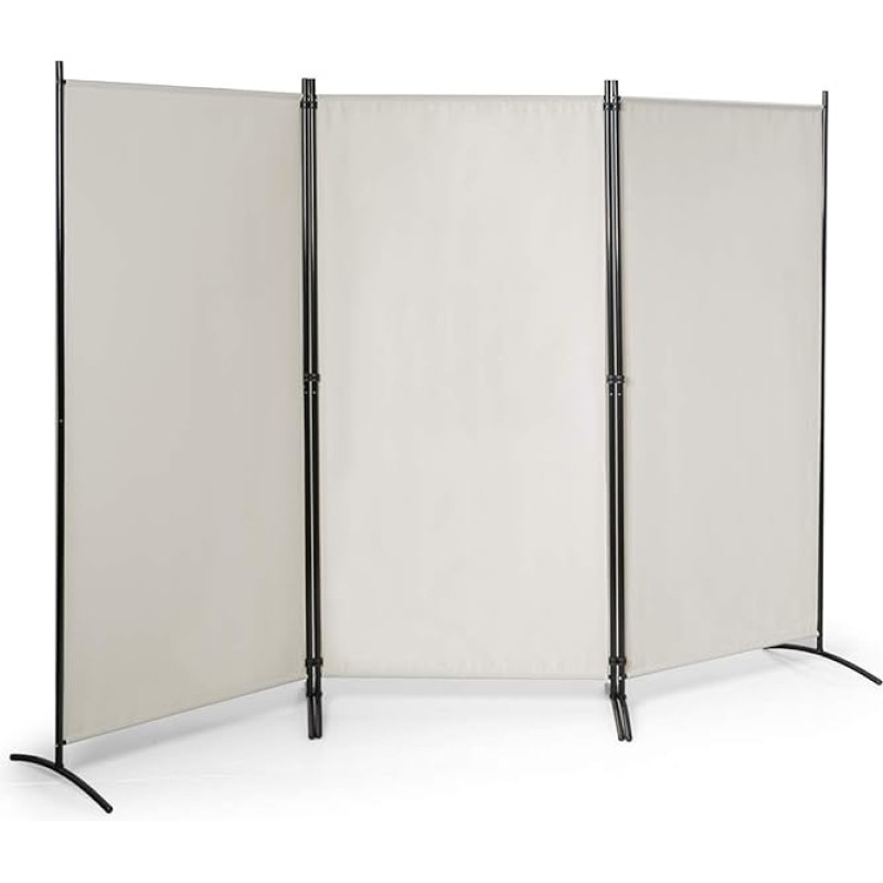FANTASK 260 x 183 cm Room Divider, Paravent, 3-Piece Foldable, Divider Wall Screen Made of Metal and Polyester, Privacy Screen Room Divider Indoor for Home Office Patio, Extra Wide