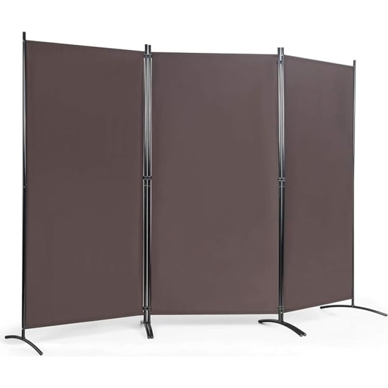 FANTASK 3-Piece Room Divider, Folding Screen 260 x 183 cm, Metal & Polyester Divider, Privacy Screen Room Divider