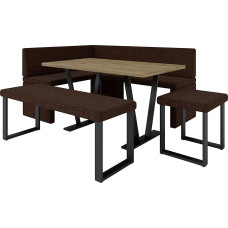 Akiko Metal Corner Bench with Table for Your Dining Room, Modern Kitchen, Seating Area, Dining Nook, for Kitchen, Office, Reception, Solid Workmanship (Inari 28, 168 x 128 cm Right)