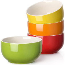 LIFVER Cereal Bowls, 4 x 20 oz Soup Bowls, Premium Porcelain Dessert Bowls, Bowl Dishwasher, Microwave Safe, Colourful