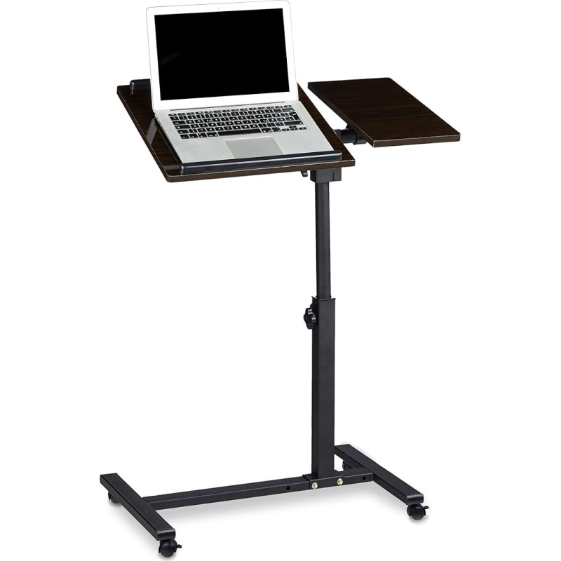Relaxdays Height-Adjustable Notebook Stand Side Table Laptop Desk, Wood, Black, 95 x 60 x 40 cm