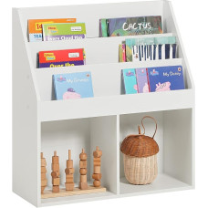 SoBuy KMB01-W Children's Shelving Unit with 3 Shelves and 2 Open Compartments Newspaper Rack Storage Shelf Bookcase for Children White WHT Approx. 73x80x30 cm