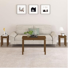 Satztische 3 STK. Honigbraun Massivholz Kiefer - Nesting Tables Set of 3 Solid Pine Wood Honey Brown Space Saving Modern Side Tables for Living Room Bedroom - Includes Wall Bracket for Safety
