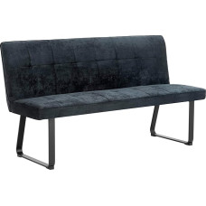 byLIVING Talea Seat Bench, Fabric, Nosage Spring, Metal Frame, Powder-Coated Black, High Seating Comfort, Woven Fabric, Grey, W 160, H 92, D 59 cm