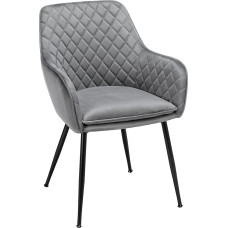 Yaheetech Dining Room Chairs, Set of 1, Kitchen Chairs, Upholstered Chairs with Armrests, Metal Legs, Velvet Fabric Seesel for Study / Living Room, Light Grey