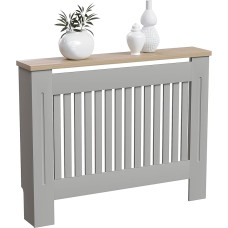 Vida Designs Arlington Radiator Cover Modern Grey Painted MDF Cabinet Slats Grooves Wooden Top Shelf Medium