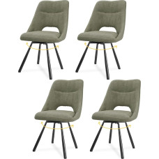 LEWE Swivel Dining Room Chairs, Set of 4, Automatic Returning Seat, 180° Swivel Chair, Ergonomic Upholstered Chair, Armless, Dining Room, Living Room, Bedroom, Cashmere Fabric - Grey Green