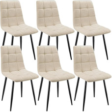 ANVOFONG Dining Room Chairs, Set of 6, Kitchen Chairs Made of Linen Fabric, Upholstered Chairs with Iron Feet, Chair Bedroom, Living Room Chairs, Khaki
