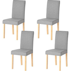 Kitchen Chairs Set of 4 Dining Room Chairs Set of 4 Wooden Chairs / Dining Chairs Wood for Office / Kitchen / Dining Room / Living Room Chairs Made of 3 cm Rubber Wood Leg / Linen Padded Chair Grey 92