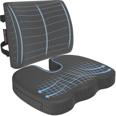 FORTEM Seat Cushion and Lumbar Cushion for Office Chair, Seat Cushion, Memory Foam Back Cushion, Lumbar Support Car, Non-Slip Seat and Back Cushion for Gaming, Car Seat Cushion, Chair Cushion