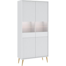 Oggi Celbi Display Cabinet Four Doors White 193 x 91 x 40 cm Cabinet Shelf 16 mm Laminate Panel 10 Shelves Glossy