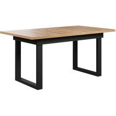 trendteam smart living - Universal Dining Table - Black/Evoke Oak - Extendable Dining Room Table with Metal Feet - (W x H x D) 160-200 x 76 x 80 cm - Table Suitable for Kitchen, Dining or Living Room
