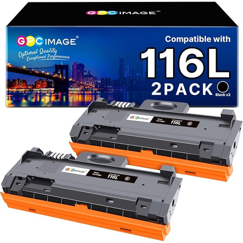 GPC IMAGE D116L Compatible Toner Cartridge Replacement for Samsung MLT-D116L Toner for Xpress SL M2835DW M2675FN M2885FW M2825ND M2625D M2875FD M2875FW M2825DW M2675 M2825 M2875 M2885 Black, Pack of 2