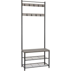Meerveil vintage wardrobe rack, corridor shoe rack, shoe rack with shelf, matt metal frame, removable hook.