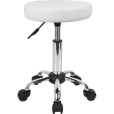 FURWOO Multipurpose Rolling Stool Round Stool with Wheels for Spa Adjustable Drawing Stool (White)