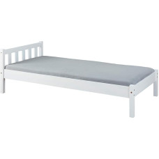 Inter Link - Wooden Bed - Bed Frame - Youth Bed Guest Bed - Single Bed - Modern Bed Made of Solid Pine Wood - Without Slatted Frame - White Varnished - Vilmar 90 x 200 cm