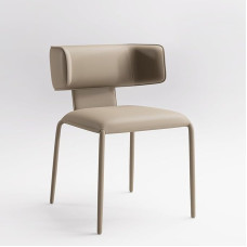 YOUTASTE Dining Room Chairs, Set of 1, Full Leather Kitchen Chair, C-Shaped Backrest, Living Room Chair, Upholstered Chair, Metal Legs, Dressing Table Chair, for Dining Room, Living Room, Kitchen,