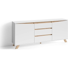 byLIVING Valentin Sideboard with Robust Melamine Surface in Modern Combination Artisan Oak with White 2 Doors and 3 Wood Material W 180 x H 80 x D 38 cm