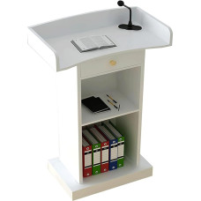 Simple Lecterns MDF Laptop Desk with Spacious Drawer and 2 Open Shelves 60 x 42 x 120 cm Standing Desk