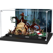 icuanuty Acrylic Display Case for Lego 75330 Diorama Yoda's Hut on Aagobah, Dustproof Display Case for Models Collectibles (Display Case Only, Not for Lego Set) (with Background)