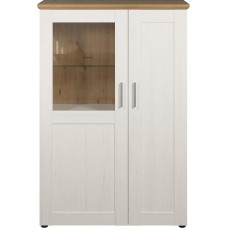 trendteam smart living - Shade - Display Cabinet - Andersen Pine White/Artisan Oak - Living Room Cabinet with 7 Compartments - (W x H x D) 95 x 194 x 38 cm - Silver-Coloured Handles