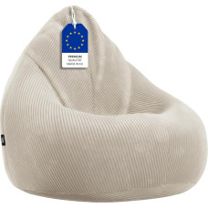 skølm Magni Cord Beige Bean Bag - XXL Bean Bag for Adults and Children with Filling - Bean Bag with High-Quality EPS Beads - Bean Bag with Removable & Washable Cover - Suitable as a Children's Bean