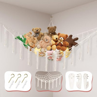 Powkoo Teddy Hammock Toy Storage Net for Stuffed Animals Teddy Bear Storage Hammock Soft Plush Cuddly Toy Storage Corner Hanging Wall Storage Organizer for Nursery