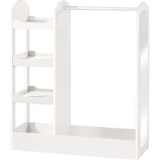 Roba Children’s Clothes Rail with Shelves and Large Mirror, White Wooden Finish