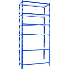 SimonRack Simonclick Heavy-Duty Shelf, Storage Shelf, 250 x 80 x 50 cm, Metal Shelf, Basement Shelf, Bending Point 180 kg, 6 Shelves, Blue/White