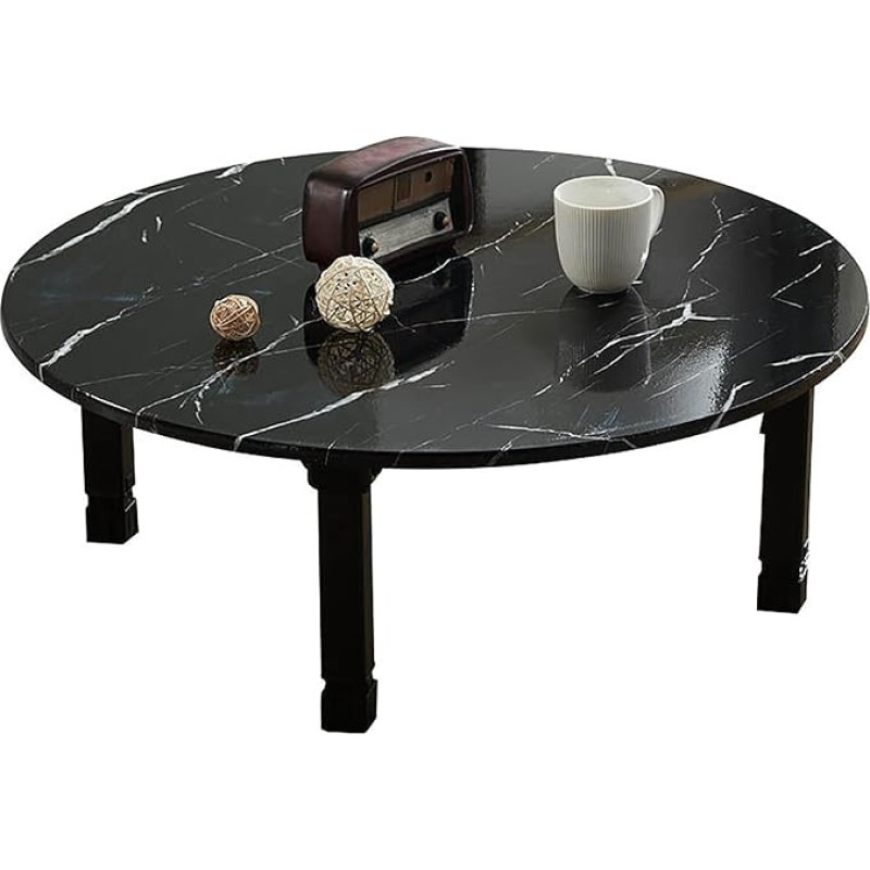 ksxnkhk Japanischer Klapptisch, rund/quadratisch, Chabudai-Tisch aus Holz mit niedrigem Boden, Kleiner klappbarer Esstisch für den Haushalt