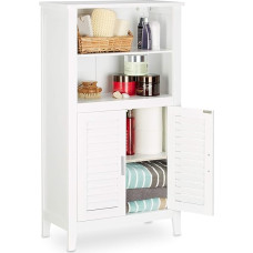 Relaxdays Lamell, bathroom cabinet, telephone cabinet, kitchen cabinet, H x W x D: approx. 92 x 50 x 25.5 cm, white bathroom cabinet, bamboo