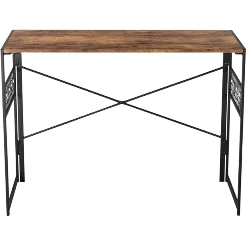 FurnitureR Computer Workstations, Laptop Folding Desk, Iron Mesh with 8 S-Hooks, MDF & Metal Frame, Portable Desk for Home Office, Writing Table for Living Room, Bedroom, Dormitory, 100 x 50 x 72 cm