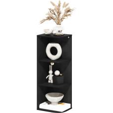 Furinno Pasir 3-Tier Corner Bookcase with Open Shelf, Black Wood