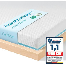 Ella Topper 180 x 200 cm H3 H2 7 cm High, Mattress Topper 180 x 200 cm Gel Memory Foam, Oeko-Tex & CertiPUR Certified Visco Topper, Mattress Topper with Elastic and Non-Slip Underside