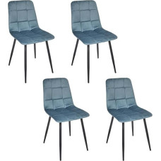 HOME DECO FACTORY, HD0326 Set of 4 Matéo Dining Chair with Deep Velvet Upholstered Comfort and Aesthetics 45 x 88 x 52 cm Seat Height 48 cm Black Duck Blue