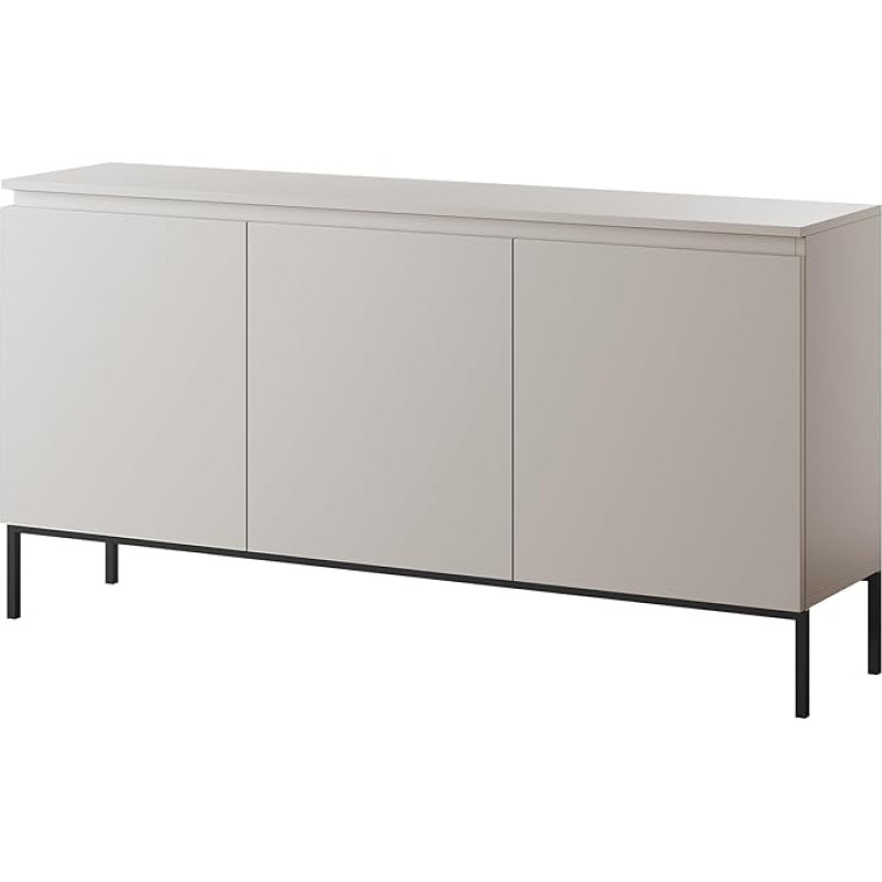 Selsey Bemmi Chest of Drawers 150 cm 3 Doors 6 Compartments Taupe Black Legs