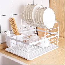 VIDECOR Geschirrtrockner – Geschirrständer für Die Küchentheke mit Besteckhalter, Langlebiger Edelstahl, Geschirrständer für Verschiedenes Geschirr, Einfache Installation, Kompakt,E