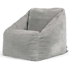 Icon Natalia Children's Bean Bag, Grey, Fluffy Corduroy Fabric, Bean Bag Cord with Filling, Comfortable Children's Chair, Cuddly Chair, Reading Chair, Bedroom, Children's Room, Playroom