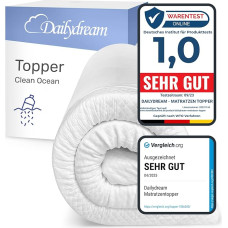 Dailydream Mattress Topper 140 x 190 cm Memory Foam 5 cm High Edition Clean Ocean Model M Certified & Ergonomic for Uncomfortable Mattress, Box Spring Bed & Guest Bed Mattress Topper 140 x 190 cm