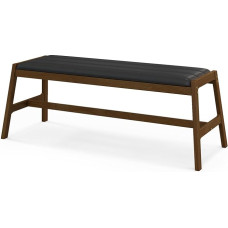 HOMASIS Upholstered Bench, Upholstered Bench Made of Solid Wood, Seat Chest with PVC and Foam Seat, Wooden Bench Maximum Load 150 kg, Dining Room Bench for Dining Room, Kitchen, Living Room, Walnut