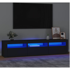 TJROO TV Cabinet with LED Lights, Black, 180 x 35 x 40 cm - Multilayer Wood Display Cabinet Living Room Furniture TV Console TV Living Room with Doors